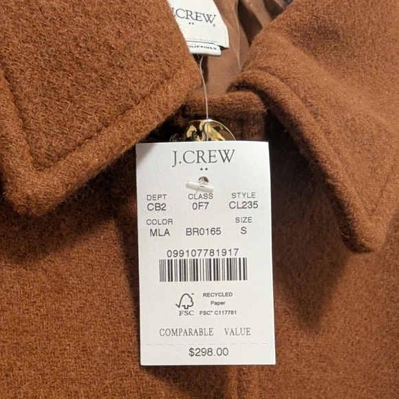 NWT J.Crew Women's Cropped Wool Blend Swing Coat Sz S - Picture 10 of 16